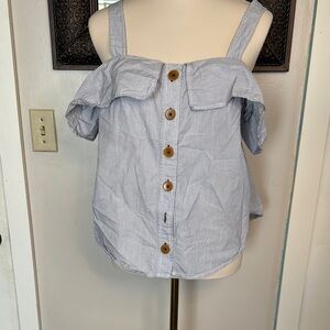 Maeve Button-Down Off-Shoulder Top